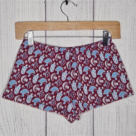 VTG 1960s THE RED EYE Mushroom Print Elastic Waist Shorty Shorts, sz 7 - Picture 5 of 8
